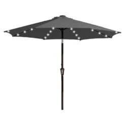 9 Ft. Market Solar LED Lighted Tilt Patio Umbrella Outdoor Steel Umbrella In Gray 12 9 Ft. Market Solar LED Lighted Tilt Patio Umbrella Outdoor Steel Umbrella In Gray -More Furniture Store jearey market umbrellas dzzzs 9 gy c3 1000