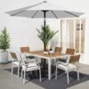 9 Ft. Market Solar LED Lighted Tilt Patio Umbrella Outdoor Steel Umbrella In Light Gray