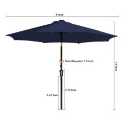 9 Ft. Market Solar LED Lighted Tilt Patio Umbrella Outdoor Steel Umbrella In Navy -More Furniture Store jearey market umbrellas dzzzs 9 nv 44 1000