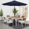 9 Ft. Market Solar LED Lighted Tilt Patio Umbrella Outdoor Steel Umbrella In Navy