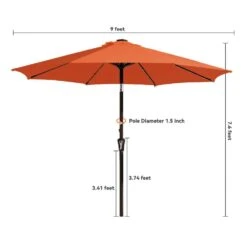 9 Ft. Market Solar LED Lighted Tilt Patio Umbrella Outdoor Steel Umbrella In Pumpkin -More Furniture Store jearey market umbrellas dzzzs 9 og 44 1000