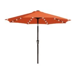 9 Ft. Market Solar LED Lighted Tilt Patio Umbrella Outdoor Steel Umbrella In Pumpkin -More Furniture Store jearey market umbrellas dzzzs 9 og c3 1000