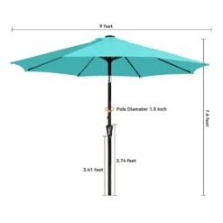 9 Ft. Market Solar LED Lighted Tilt Patio Umbrella Outdoor Steel Umbrella In Peacock Blue -More Furniture Store jearey market umbrellas dzzzs 9 pb 44 1000