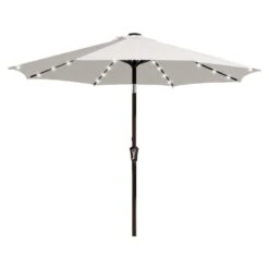 9 Ft. Market Solar LED Lighted Tilt Patio Umbrella Outdoor Steel Umbrella In Off-White -More Furniture Store jearey market umbrellas dzzzs 9 wt c3 1000