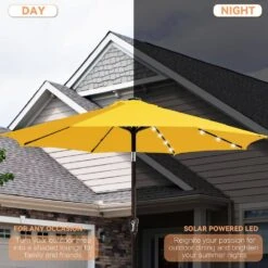 9 Ft. Market Solar LED Lighted Tilt Patio Umbrella Outdoor Steel Umbrella In Yellow 11 9 Ft. Market Solar LED Lighted Tilt Patio Umbrella Outdoor Steel Umbrella In Yellow -More Furniture Store jearey market umbrellas dzzzs 9 ye a0 1000