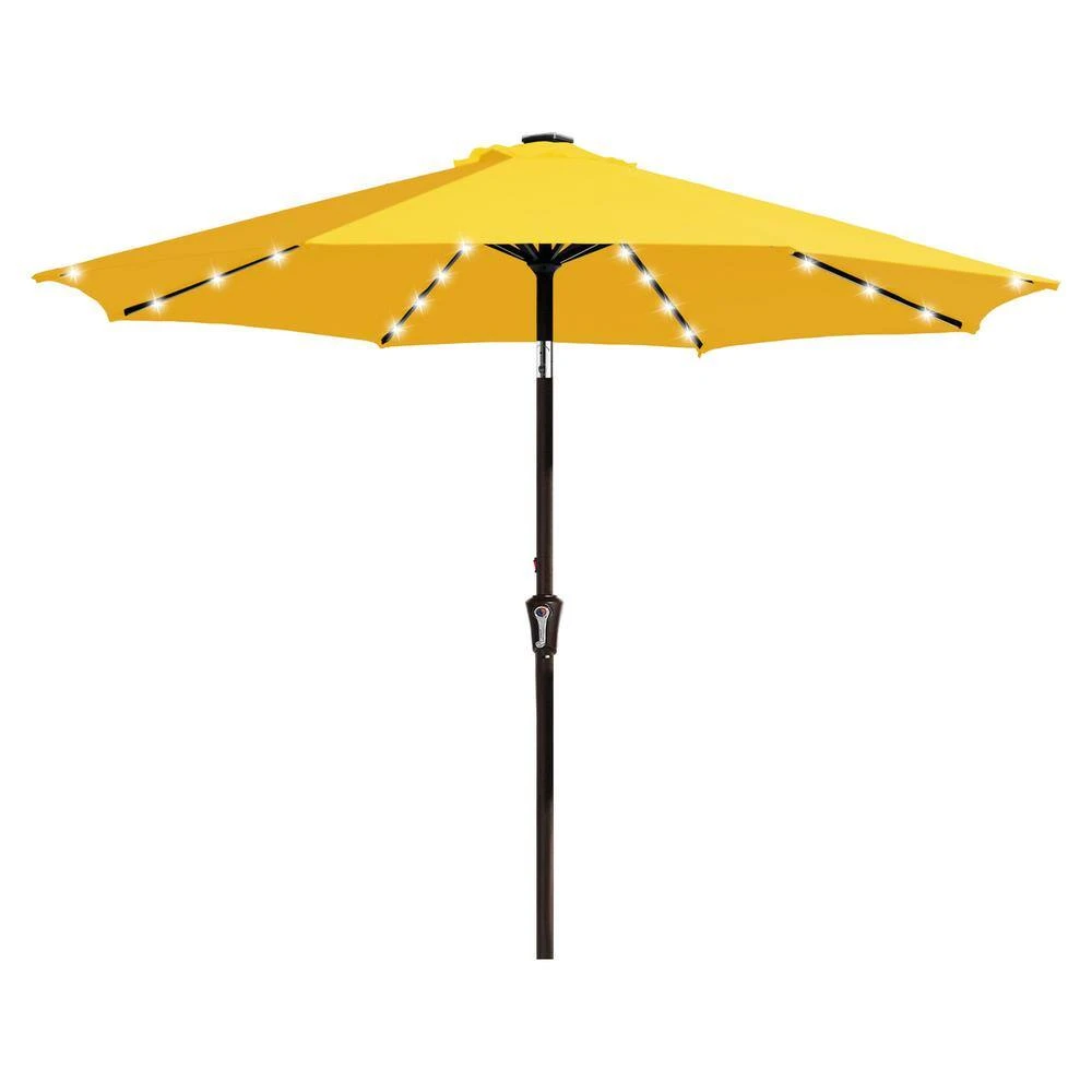 9 Ft. Market Solar LED Lighted Tilt Patio Umbrella Outdoor Steel Umbrella In Yellow 5 9 Ft. Market Solar LED Lighted Tilt Patio Umbrella Outdoor Steel Umbrella In Yellow - Image 5