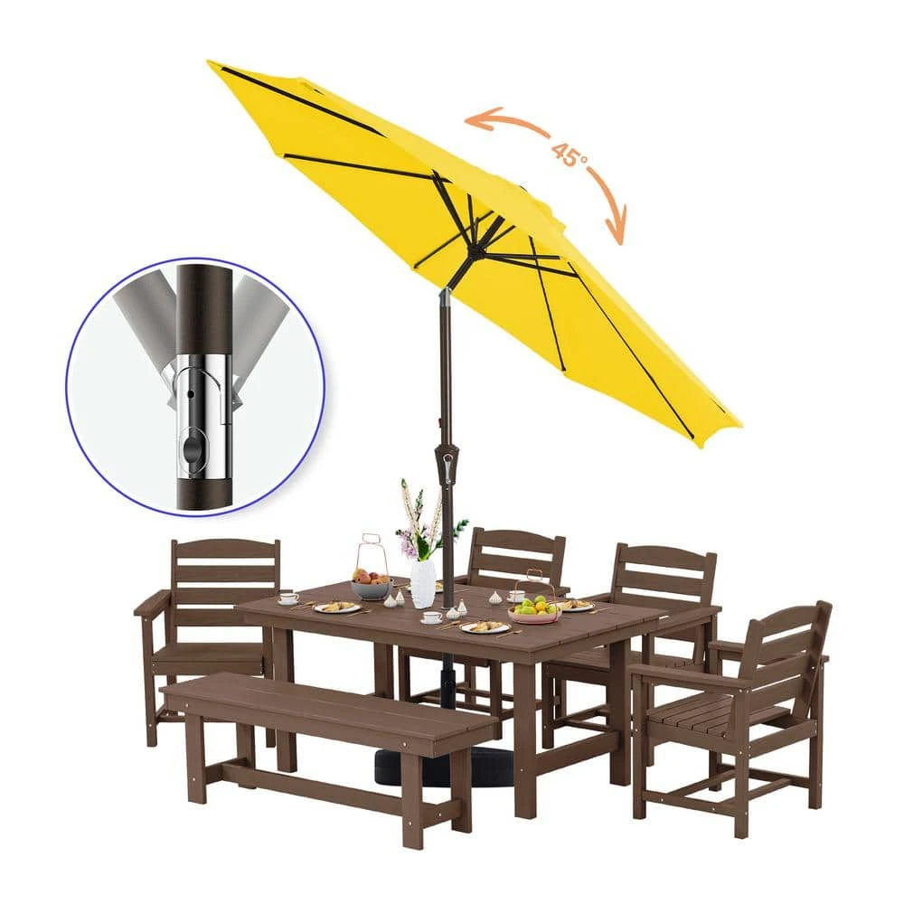 9 Ft. Market Solar LED Lighted Tilt Patio Umbrella Outdoor Steel Umbrella In Yellow 2 9 Ft. Market Solar LED Lighted Tilt Patio Umbrella Outdoor Steel Umbrella In Yellow - Image 2