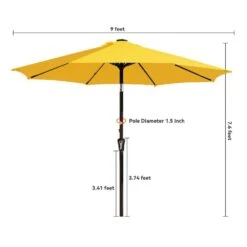 9 Ft. Market Solar LED Lighted Tilt Patio Umbrella Outdoor Steel Umbrella In Yellow 15 9 Ft. Market Solar LED Lighted Tilt Patio Umbrella Outdoor Steel Umbrella In Yellow -More Furniture Store jearey market umbrellas dzzzs 9 ye fa 1000