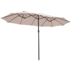 15 Ft. X 9 Ft. Large Market Patio Umbrella Steel Double-Side Outdoor Umbrella In Beige -More Furniture Store jearey market umbrellas st 9 15 be 40 1000