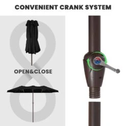 15 Ft. X 9 Ft. Large Market Patio Umbrella Steel Double-Side Outdoor Umbrella In Black -More Furniture Store jearey market umbrellas st 9 15 bk 4f 1000