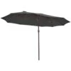15 Ft. X 9 Ft. Large Market Patio Umbrella Steel Double-Side Outdoor Umbrella In Gray