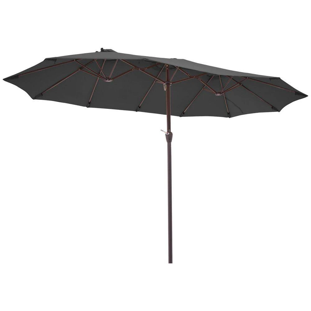 15 Ft. X 9 Ft. Large Market Patio Umbrella Steel Double-Side Outdoor Umbrella In Gray 1 15 Ft. X 9 Ft. Large Market Patio Umbrella Steel Double-Side Outdoor Umbrella In Gray