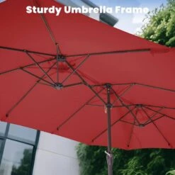 15 Ft. X 9 Ft. Large Market Patio Umbrella Steel Double-Side Outdoor Umbrella In Red 10 15 Ft. X 9 Ft. Large Market Patio Umbrella Steel Double-Side Outdoor Umbrella In Red -More Furniture Store jearey market umbrellas st 9 15 rd c3 1000