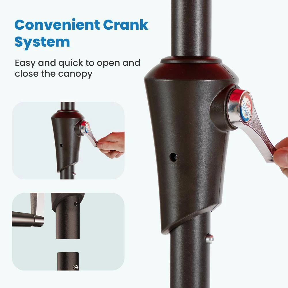 9 Ft. Outdoor Market Patio Umbrella With Hand Crank Lift In Black 5 9 Ft. Outdoor Market Patio Umbrella With Hand Crank Lift In Black - Image 5