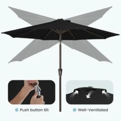 9 Ft. Outdoor Market Patio Umbrella With Hand Crank Lift In Black 10 9 Ft. Outdoor Market Patio Umbrella With Hand Crank Lift In Black -More Furniture Store jearey market umbrellas zzs 9 bk 4f 1000