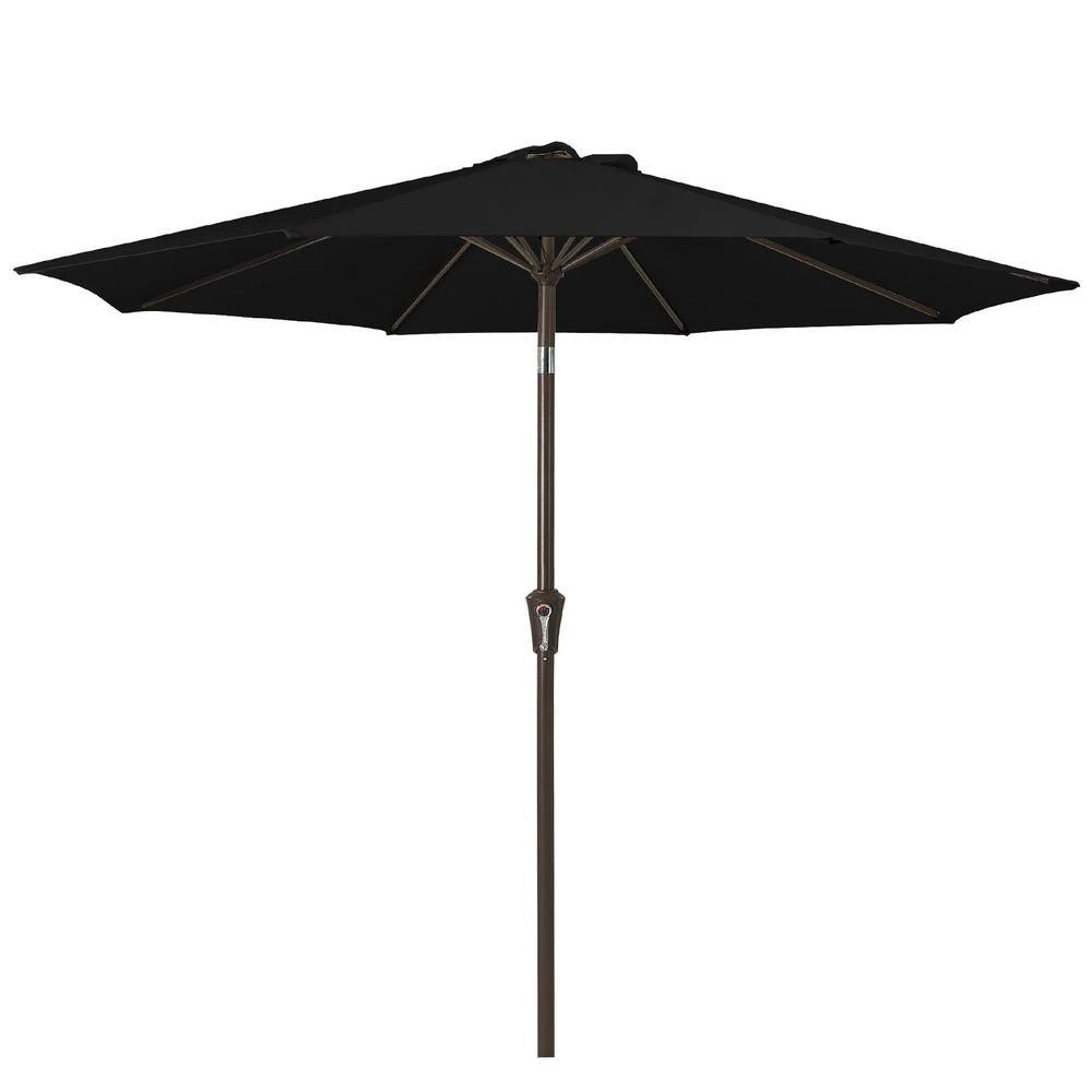 9 Ft. Outdoor Market Patio Umbrella With Hand Crank Lift In Black 2 9 Ft. Outdoor Market Patio Umbrella With Hand Crank Lift In Black - Image 2