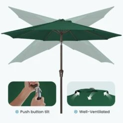 9 Ft. Outdoor Market Patio Umbrella With Hand Crank Lift In Dark Green 10 9 Ft. Outdoor Market Patio Umbrella With Hand Crank Lift In Dark Green -More Furniture Store jearey market umbrellas zzs 9 dgn 4f 1000