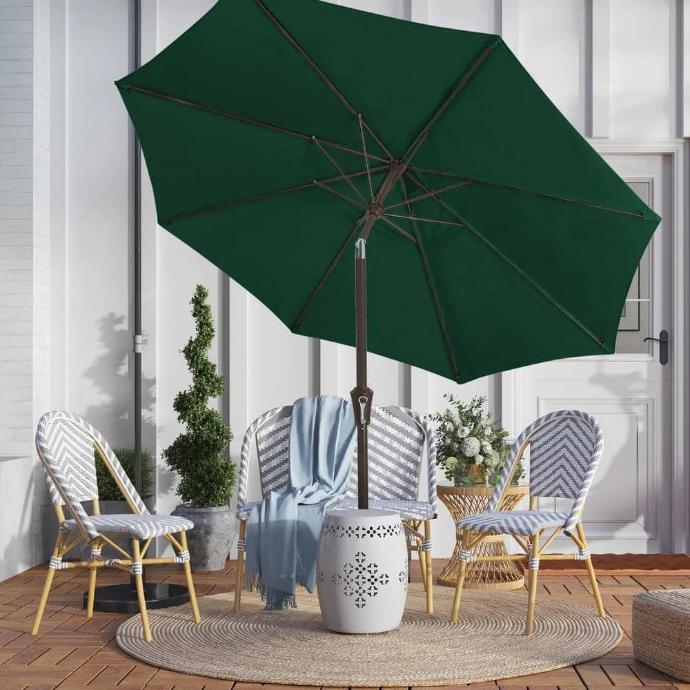 9 Ft. Outdoor Market Patio Umbrella With Hand Crank Lift In Dark Green 1 9 Ft. Outdoor Market Patio Umbrella With Hand Crank Lift In Dark Green