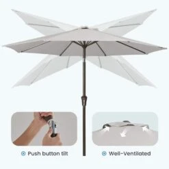 9 Ft. Outdoor Market Patio Umbrella With Hand Crank Lift In Light Gray 10 9 Ft. Outdoor Market Patio Umbrella With Hand Crank Lift In Light Gray -More Furniture Store jearey market umbrellas zzs 9 lgy 4f 1000