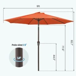 9 Ft. Outdoor Market Patio Umbrella With Hand Crank Lift In Pumpkin 12 9 Ft. Outdoor Market Patio Umbrella With Hand Crank Lift In Pumpkin -More Furniture Store jearey market umbrellas zzs 9 og 44 1000