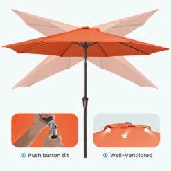 9 Ft. Outdoor Market Patio Umbrella With Hand Crank Lift In Pumpkin 10 9 Ft. Outdoor Market Patio Umbrella With Hand Crank Lift In Pumpkin -More Furniture Store jearey market umbrellas zzs 9 og 4f 1000