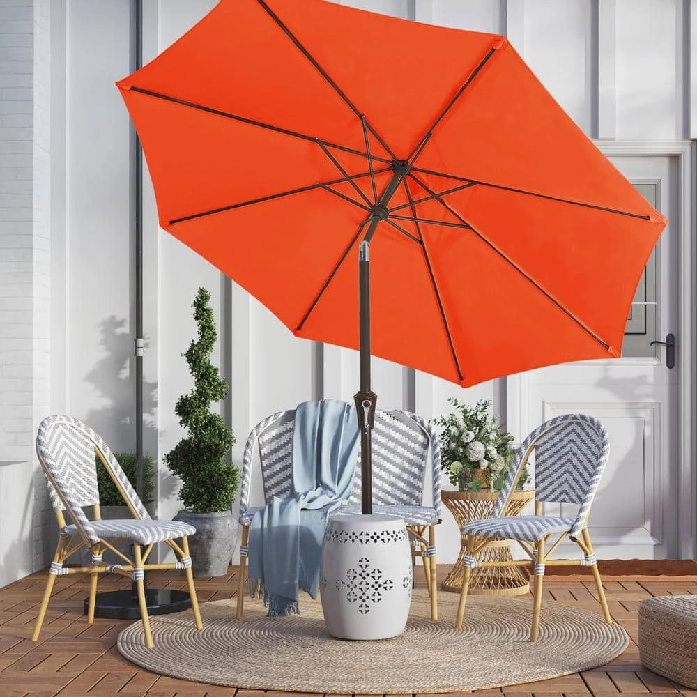 9 Ft. Outdoor Market Patio Umbrella With Hand Crank Lift In Pumpkin 1 9 Ft. Outdoor Market Patio Umbrella With Hand Crank Lift In Pumpkin
