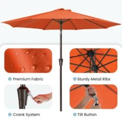 9 Ft. Outdoor Market Patio Umbrella With Hand Crank Lift In Pumpkin 9 9 Ft. Outdoor Market Patio Umbrella With Hand Crank Lift In Pumpkin -More Furniture Store jearey market umbrellas zzs 9 og c3 1000