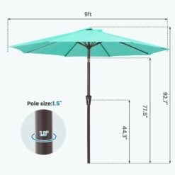9 Ft. Outdoor Market Patio Umbrella With Hand Crank Lift In Peacock Blue -More Furniture Store jearey market umbrellas zzs 9 pb 44 1000