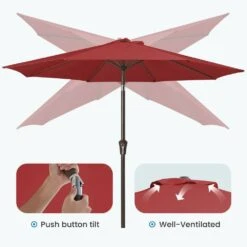 9 Ft. Outdoor Market Patio Umbrella With Hand Crank Lift In Red 10 9 Ft. Outdoor Market Patio Umbrella With Hand Crank Lift In Red -More Furniture Store jearey market umbrellas zzs 9 rd 4f 1000