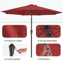 9 Ft. Outdoor Market Patio Umbrella With Hand Crank Lift In Red 9 9 Ft. Outdoor Market Patio Umbrella With Hand Crank Lift In Red -More Furniture Store jearey market umbrellas zzs 9 rd c3 1000
