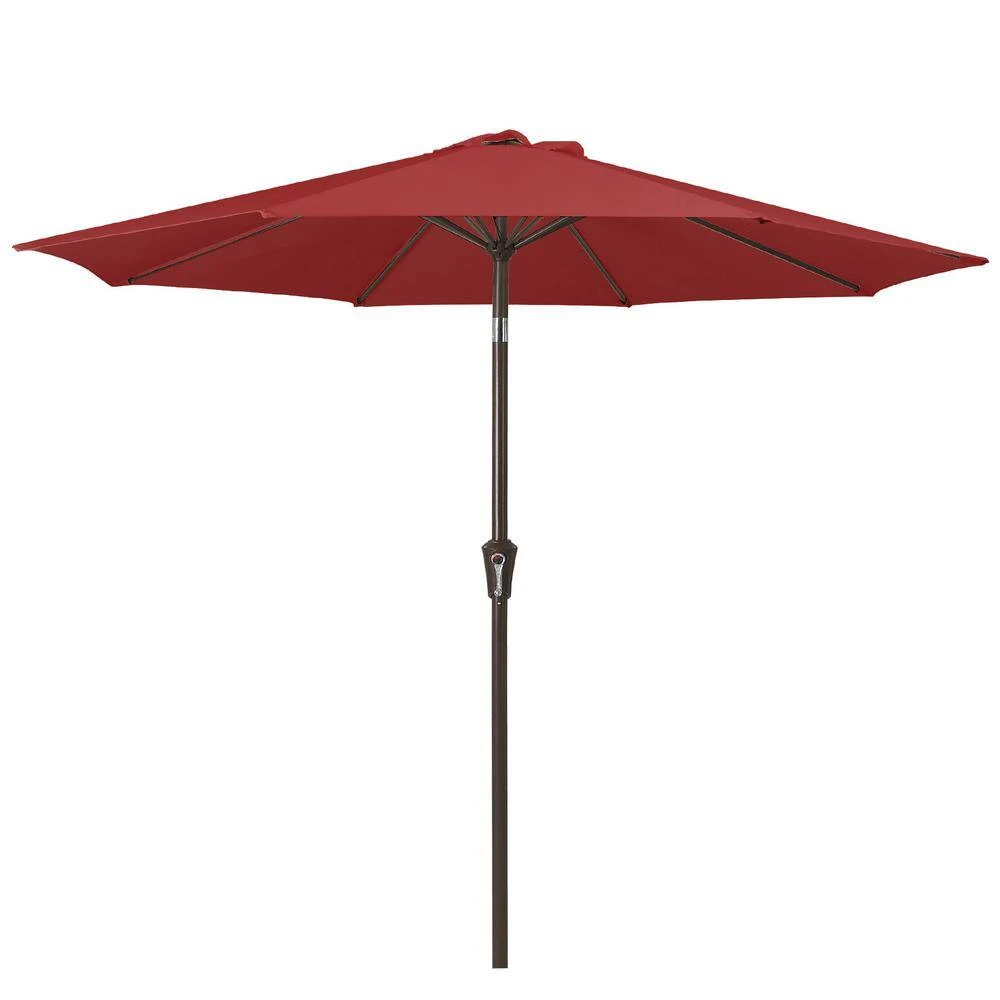 9 Ft. Outdoor Market Patio Umbrella With Hand Crank Lift In Red 2 9 Ft. Outdoor Market Patio Umbrella With Hand Crank Lift In Red - Image 2