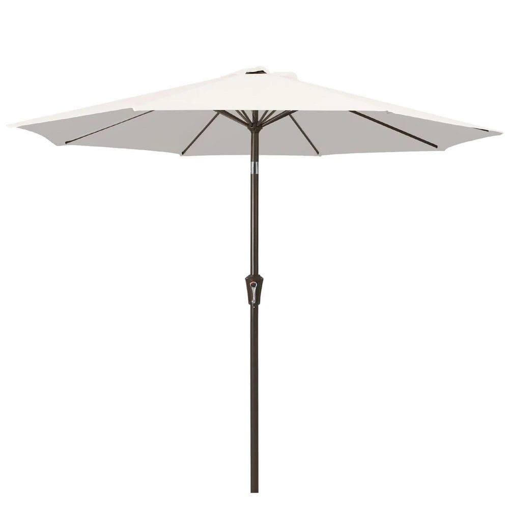 9 Ft. Outdoor Market Patio Umbrella With Hand Crank Lift In Off-White 3 9 Ft. Outdoor Market Patio Umbrella With Hand Crank Lift In Off-White - Image 3