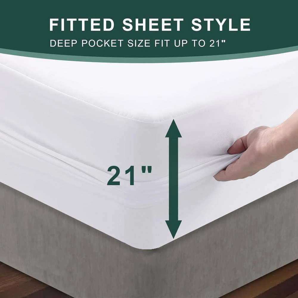 California King Bamboo Fiber Waterproof Fitted Mattress Protector Case Pack 2 California King Bamboo Fiber Waterproof Fitted Mattress Protector Case Pack - Image 2