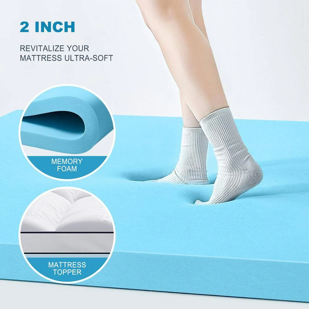 2 In. Gel Memory Foam Mattress Topper With 2 In. Mattress Pad Cover 4 2 In. Gel Memory Foam Mattress Topper With 2 In. Mattress Pad Cover - Image 4