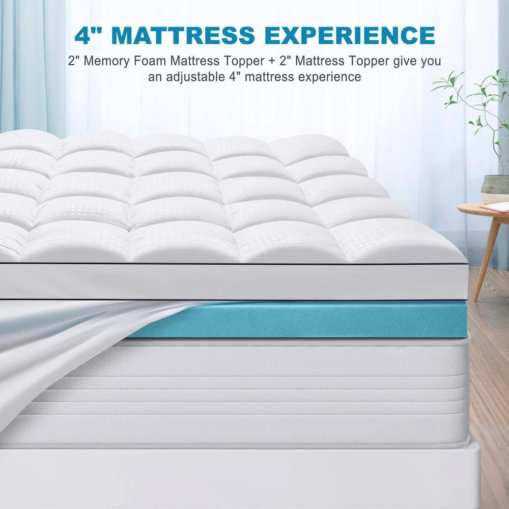 2 In. Gel Memory Foam Mattress Topper With 2 In. Mattress Pad Cover 6 2 In. Gel Memory Foam Mattress Topper With 2 In. Mattress Pad Cover - Image 6