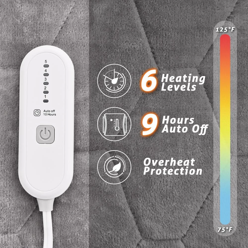 King Gray Flannel Electric Heated Mattress Pad 5 King Gray Flannel Electric Heated Mattress Pad - Image 5