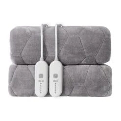 Twin Gray Flannel Electric Heated Mattress Pads