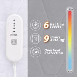 Queen White Deep Pocket Flannel Electric Heated Mattress Pad -More Furniture Store jearey mattress toppers flrdrcl w f 44 1000