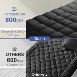 2 In. Queen Deep Pocket Down Alternative Mattress Pad -More Furniture Store jearey mattress toppers lg800g gy q 1f 1000