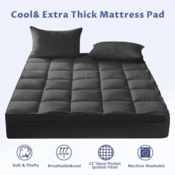 2 In. Twin Deep Pocket Down Alternative Mattress Pad -More Furniture Store jearey mattress toppers lg800g gy t 4f 1000