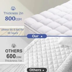 2 In. California King Deep Pocket Down Alternative Mattress Pad -More Furniture Store jearey mattress toppers lg800g wt ck 1f 1000