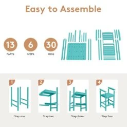 3-Pieces HDPE Plastic Square 46 In. Outdoor Bar Set In Aruba Blue -More Furniture Store jearey outdoor bar sets jygjy3jt ablue 1f 1000