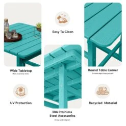3-Pieces HDPE Plastic Square 46 In. Outdoor Bar Set In Aruba Blue -More Furniture Store jearey outdoor bar sets jygjy3jt ablue 44 1000