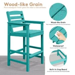 3-Pieces HDPE Plastic Square 46 In. Outdoor Bar Set In Aruba Blue -More Furniture Store jearey outdoor bar sets jygjy3jt ablue fa 1000