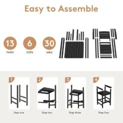 3-Pieces HDPE Plastic Square 46 In. Outdoor Bar Set In Black -More Furniture Store jearey outdoor bar sets jygjy3jt black 1f 1000