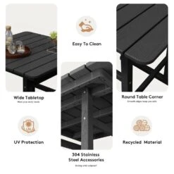 3-Pieces HDPE Plastic Square 46 In. Outdoor Bar Set In Black -More Furniture Store jearey outdoor bar sets jygjy3jt black 44 1000