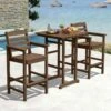 3-Pieces HDPE Plastic Square 46 In. Outdoor Bar Set In Brown