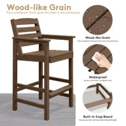 3-Pieces HDPE Plastic Square 46 In. Outdoor Bar Set In Brown 11 3-Pieces HDPE Plastic Square 46 In. Outdoor Bar Set In Brown -More Furniture Store jearey outdoor bar sets jygjy3jt brown fa 1000