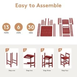 3-Pieces HDPE Plastic Square 46 In. Outdoor Bar Set In Burgandy -More Furniture Store jearey outdoor bar sets jygjy3jt dr 1f 1000