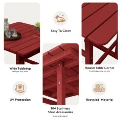3-Pieces HDPE Plastic Square 46 In. Outdoor Bar Set In Burgandy -More Furniture Store jearey outdoor bar sets jygjy3jt dr 44 1000